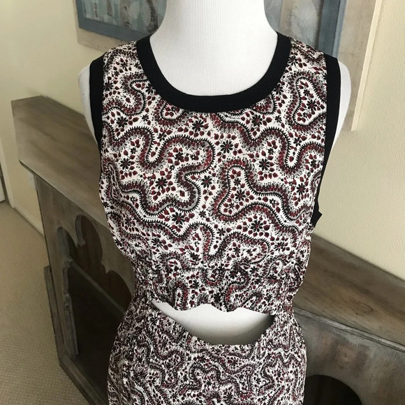 NWOT A.L.C. Sandra Floral Silk Cutout Midi Dress Black Ginger Smocked Panel 8 - Picture 6 of 11